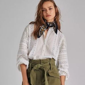 Eze Sur Mer | Lace Peasant Blouse
